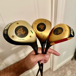 Vintage Ping IST Driver + 3 Wood + 5 Wood.  Reg Flex Shaft RH